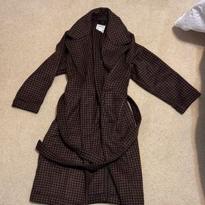 Abercrombie & Fitch Dark Brown Houndstooth Trench Coat